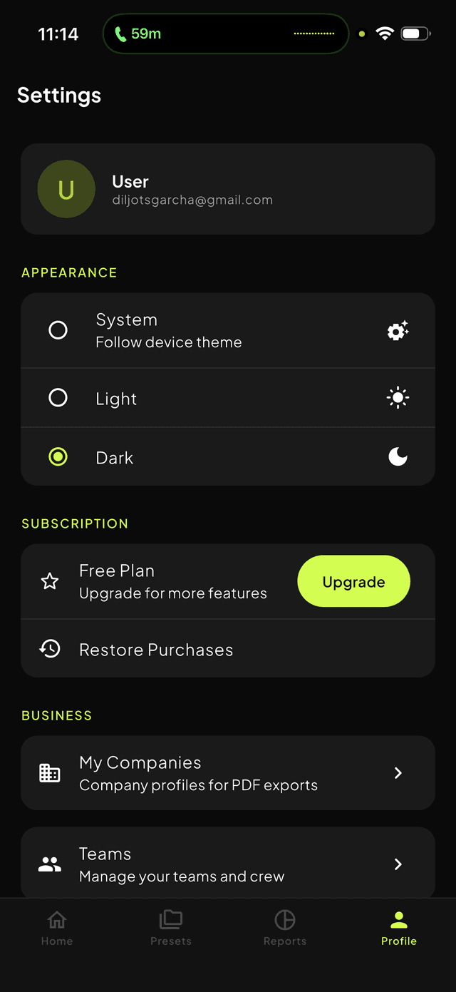 Settings and subscription management